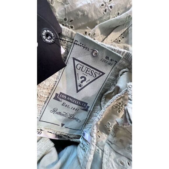 GUESS GREEN SHARON EYELET MINI DRESS SIZE XS NEW  P1-86 - Picture 13 of 13